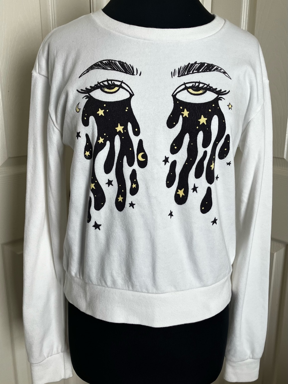RARE Wildfox Couture "Stargazer” Ophelia Cropped Sweatshirt White Sz. S